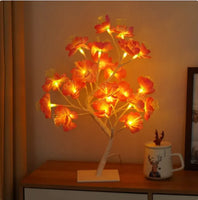 Romantic Rose Tree Lamp with orange floral LED lights, creating a warm and inviting ambiance for bedroom decoration.