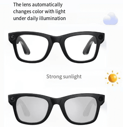 Smart glasses with color-changing lenses in sunlight