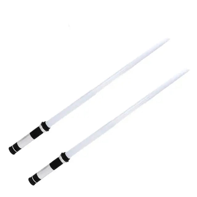 Pair of lightweight lightsaber toys with clear blades, designed for safe and fun dueling for kids.