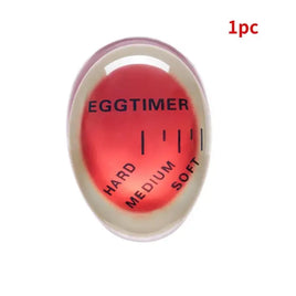 Egg timer gadget for boiling eggs with markings for hard, medium, and soft levels. Single piece option for precise egg cooking.