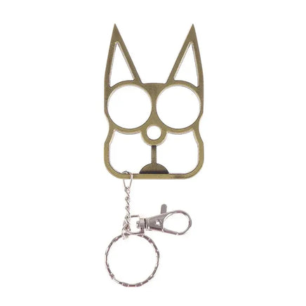 Gold Portable Cute Cat Multifunction Outdoor Gadgets Keychain with a sleek design, key ring, and clip for versatile outdoor use.