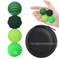 Green sensory magnetic ball toy for children ages 4-6 with textured silicone balls and a round black case, ideal for fine motor skills and stress relief.