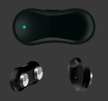 Multiple views of the intelligent anti-snoring device, showing its compact size, LED indicator, and ergonomic design for effective snoring reduction.