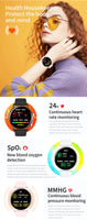 Smart bracelet with health monitoring features, including heart rate, blood oxygen, and blood pressure tracking.