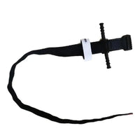 Extended black emergency tourniquet with a durable strap and windlass rod, suitable for outdoor first aid use.