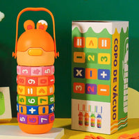 Children's Creative Educational Tumbler in orange with packaging, showcasing vibrant educational design with numbers and symbols.