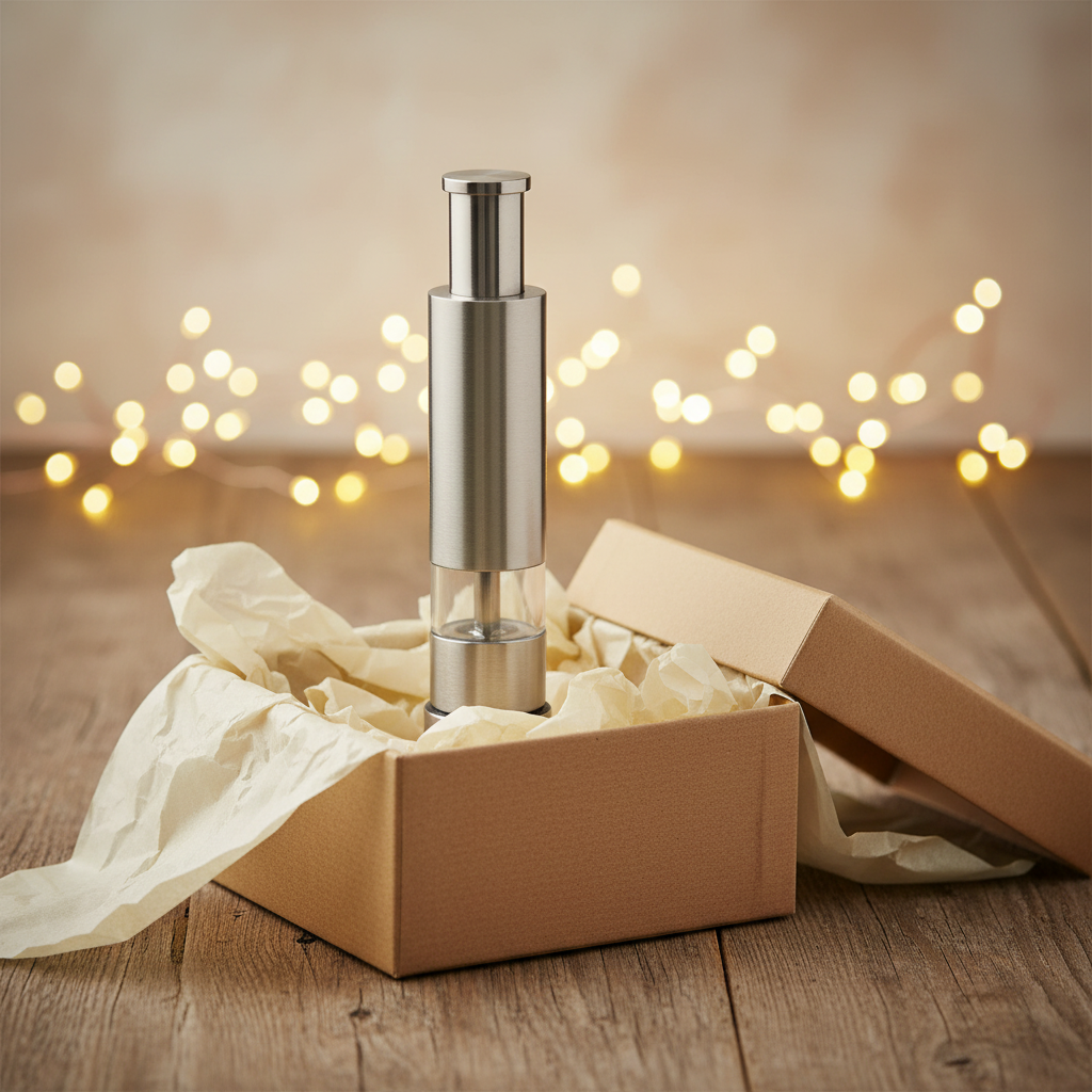 Salt and pepper grinder gift box presentation