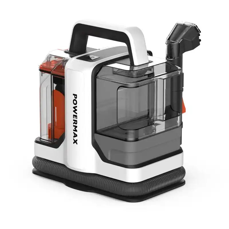 Compact Automatic Water Spray Cleaning Tool with transparent dual tanks and hose storage, perfect for home and car cleaning tasks.