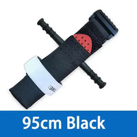 95cm black emergency tourniquet with a red pressure pad and adjustable strap, ideal for outdoor first aid kits.