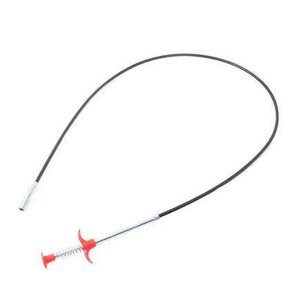 Flexible 60CM spring pipe dredging tool with a red handle, suitable for cleaning kitchen and bathroom drains.