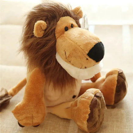 Lion plush toy with a fluffy mane and soft brown fabric, designed for baby comfort and toddler activities.