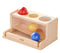 Montessori Toys Object Permanence Box for Toddlers with three colored balls and matching holes, designed to build motor skills and sensory learning.