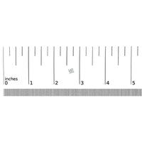 Size reference of 14K white gold princess cut diamond stud earrings shown next to a ruler, ideal for visualizing their compact dimensions.