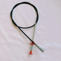 Black-coated 60CM spring pipe dredging tool with a red handle, designed for effective household drain cleaning.