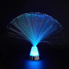 LED fiber optic lamp with vibrant blue light and dynamic fiber strands, perfect for ambient lighting in home decor.