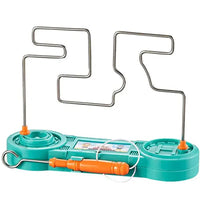 Close-up of the electric bump maze toy in teal, showcasing the wire maze and orange handheld wand.