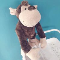 Brown monkey plush toy with long arms and a playful expression, ideal for baby soothing and toddler activities.