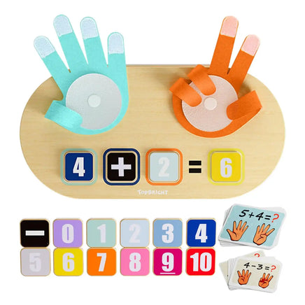Educational Number Toy for Toddlers - Top Bright Learning toy with colorful number blocks, felt hands, and math flashcards for early counting skills.