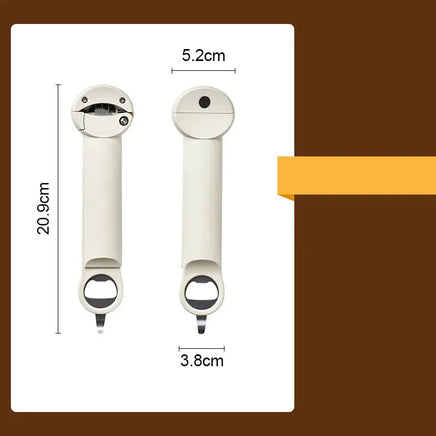 Beige stainless steel labor-saving cap screw gadget with dimensions 20.9cm x 5.2cm x 3.8cm, perfect for opening jars effortlessly.