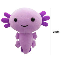 Purple anime axolotl plush toy with vibrant purple gills, measuring 20cm, ideal for fans of cute collectibles.