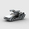 Delorean Classic Building Blocks featuring a detailed gray car model with opening gull-wing doors, ideal for creative construction play.