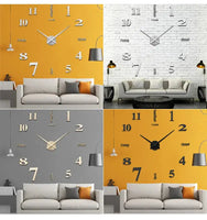 47 inches Creative Decoration Bedroom Wall Decor Acrylic Sticker Wall Clock Home Diy 3D Large Mirror Wall Clock | ORANGE KNIGHT & CO.